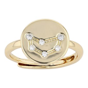 City Luxe Horoscope Cubic Zirconia Disk Horoscope Adjustable Ring