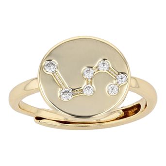 City Luxe Horoscope Cubic Zirconia Disk Horoscope Adjustable Ring