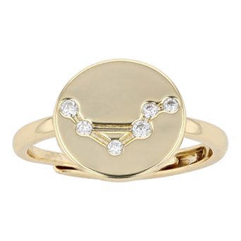 City Luxe Horoscope Cubic Zirconia Disk Horoscope Adjustable Ring