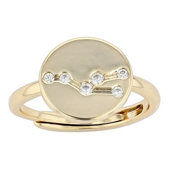 City Luxe Horoscope Cubic Zirconia Disk Horoscope Adjustable Ring