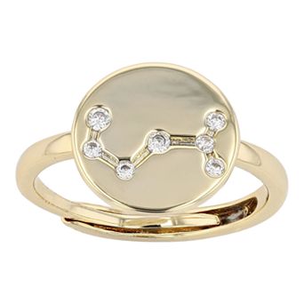 City Luxe Horoscope Cubic Zirconia Disk Horoscope Adjustable Ring