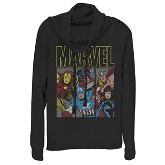 Juniors' Marvel Classic Avengers Group Panel Cowlneck Graphic Lightweight Long Sleeve