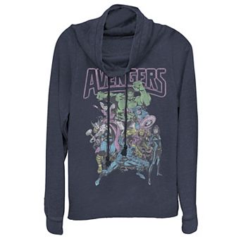 Juniors' Marvel Avengers Band Cowlneck Graphic Lightweight Long Sleeve