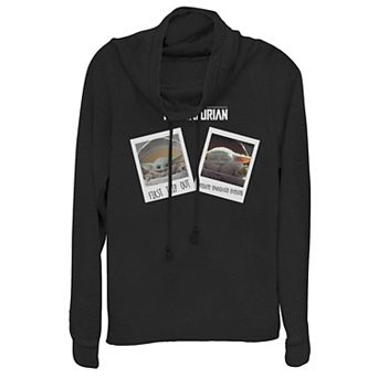 Juniors' Star Wars The Mandalorian Baby Yoda Memories Cowlneck Graphic Lightweight Long Sleeve