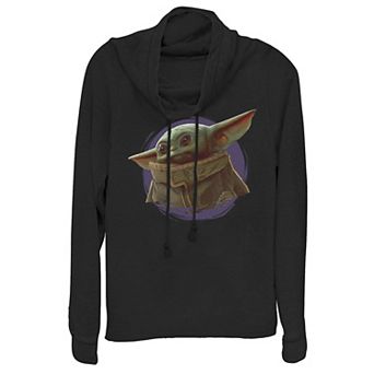 Juniors' Star Wars The Mandalorian The Child aka Baby Yoda Smoke Cowlneck Graphic Lightweight Long Sleeve