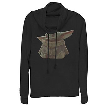 Juniors' Star Wars The Mandalorian The Child Baby Yoda Cowlneck Graphic Lightweight Long Sleeve