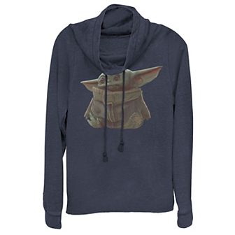 Juniors' Star Wars The Mandalorian The Child Baby Yoda Cowlneck Graphic Lightweight Long Sleeve