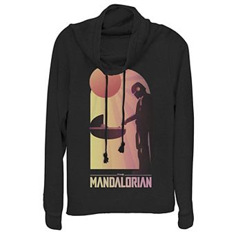 Juniors' Star Wars The Mandalorian The Child Sunset Cowlneck Graphic Lightweight Long Sleeve