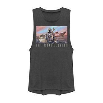 Juniors' Star Wars Mandalorian Postcard Muscle Tank Top