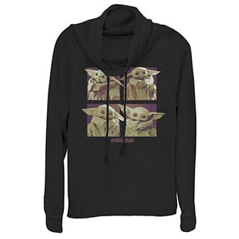 Juniors' Star Wars: The Mandalorian The Child Portrait Cowlneck Graphic Lightweight Long Sleeve