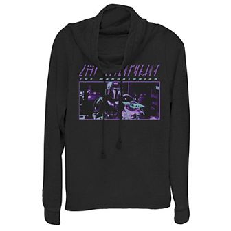 Juniors' Star Wars The Mandalorian The Child aka The Child Portrait Cowlneck Graphic Lightweight Long Sleeve