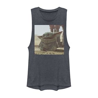 Juniors' Star Wars The Mandalorian The Child aka Baby Yoda Photograph Muscle Tank Top