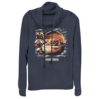 Juniors' Star Wars The Mandalorian The Child aka Baby Yoda Cast Cowlneck Graphic Lightweight Long Sleeve