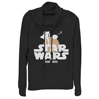Juniors' Star Wars The Mandalorian The Child aka Baby Yoda Sunset Cowlneck Graphic Lightweight Long Sleeve