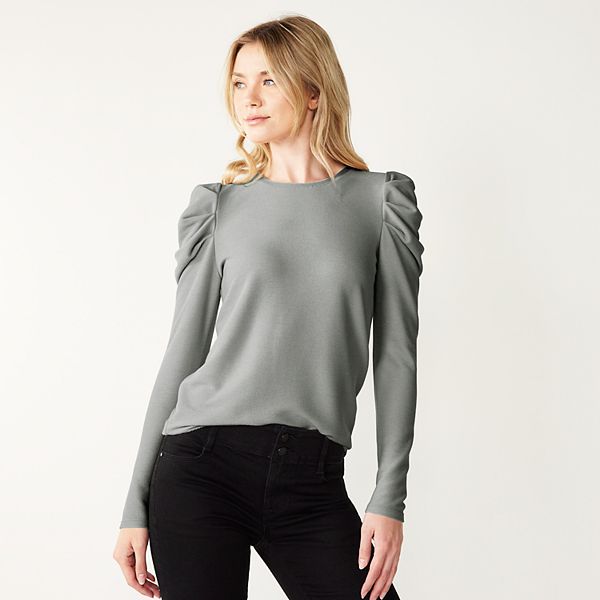 Women's Nine West Pleat Sleeve Crewneck Top