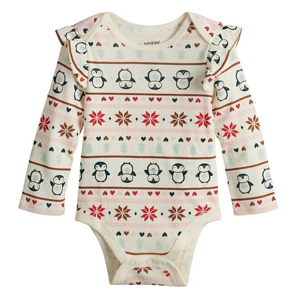 Baby Girl Jumping Beans® Holiday Ruffle Bodysuit