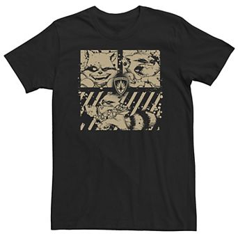 Big & Tall Marvel Rocket Raccoon Guardians Of The Galaxy Badge Collage Tee