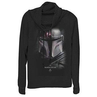 Juniors' Star Wars The Mandalorian Bounty Hunter Shadow Cowlneck Graphic Lightweight Long Sleeve