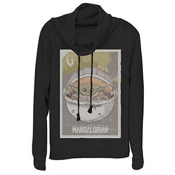 Juniors' Star Wars The Mandalorian The Child aka Baby Yoda Poster Cowlneck Graphic Lightweight Long Sleeve