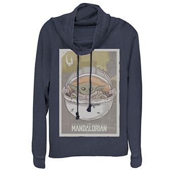 Juniors' Star Wars The Mandalorian The Child aka Baby Yoda Poster Cowlneck Graphic Lightweight Long Sleeve