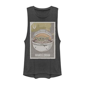 Juniors' Star Wars The Mandalorian The Child aka Baby Yoda Poster Muscle Tank Top