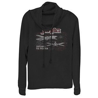 Juniors' Star Wars The Mandalorian Outland Tie Fighter Cowlneck Graphic Lightweight Long Sleeve
