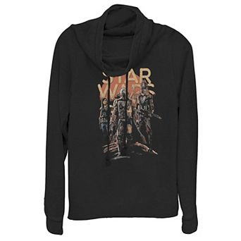 Juniors' Star Wars The Mandalorian Entourage Cowlneck Graphic Lightweight Long Sleeve