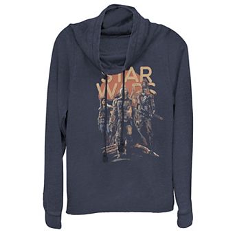 Juniors' Star Wars The Mandalorian Entourage Cowlneck Graphic Lightweight Long Sleeve