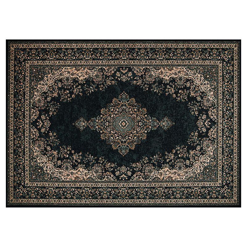 Couristan Old World Classics Antique Kerman Wool Area Rug, Black, 8X11 Ft