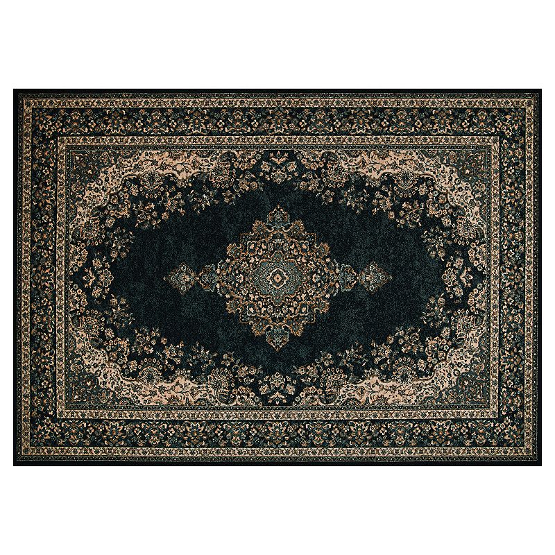 Couristan Old World Classics Antique Kerman Wool Area Rug, Black, 8X11 Ft