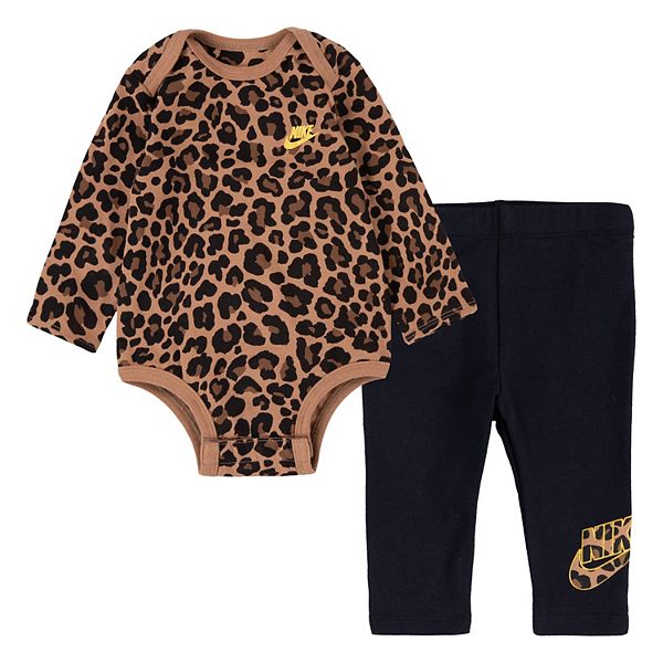 Baby Girl Nike Leopard Print Bodysuit & Leggings Set