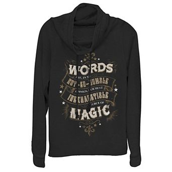 Juniors' Harry Potter "Words Are An Inexhaustible Source Of Magic" Cowlneck Graphic Lightweight Long Sleeve