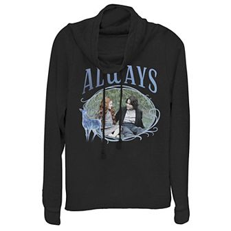 Juniors' Harry Potter Snape & Lily Always Patronus Cowlneck Graphic Lightweight Long Sleeve