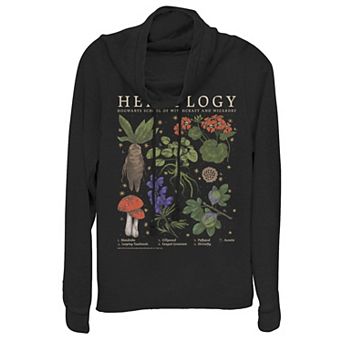 Juniors' Harry Potter Herbology Reference Grid Cowlneck Graphic Lightweight Long Sleeve