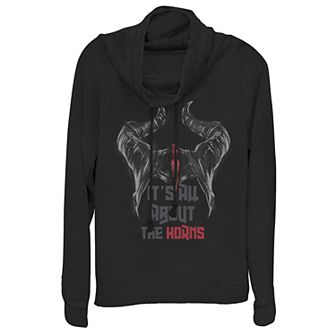 Disney Maleficent Juniors' Mistress Of Evil All About Horns Cowlneck Graphic Lightweight Long Sleeve