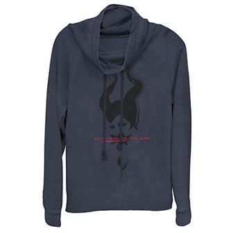 Disney Maleficent Juniors' Mistress Of Evil Curses Never End Rose Cowlneck Graphic Lightweight Long Sleeve