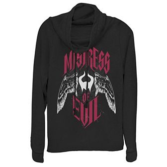 Disney Maleficent Juniors' Mistress Of Evil Horns & Wings Cowlneck Graphic Lightweight Long Sleeve