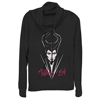 Disney Maleficent Juniors' Mistress Of Evil Cowlneck Graphic Lightweight Long Sleeve