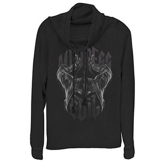 Disney's Maleficent Juniors' Mistress Of Evil Horns Sketch Cowlneck Graphic Lightweight Long Sleeve