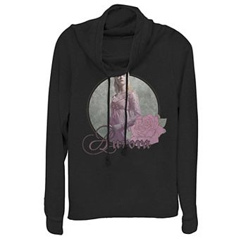 Disney's Maleficent Juniors' Mistress Of Evil Aurora Rose Cowlneck Graphic Lightweight Long Sleeve