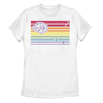 Junior's Star Wars Ship Stripes Rainbow Tee