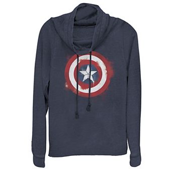 Juniors' Marvel Avengers Endgame Spray Paint Captain America Cowlneck Graphic Lightweight Long Sleeve