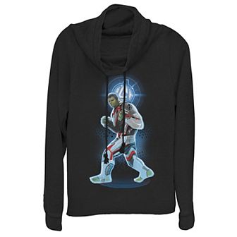 Juniors' Marvel Avengers Endgame Logo Hulk Quantum Suit Portrait Cowlneck Graphic Lightweight Long Sleeve