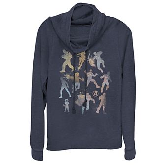 Juniors' Marvel Avengers: Endgame Watercolor Cowlneck Graphic Lightweight Long Sleeve