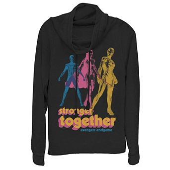 Juniors' Marvel Stronger Together Cowlneck Graphic Lightweight Long Sleeve