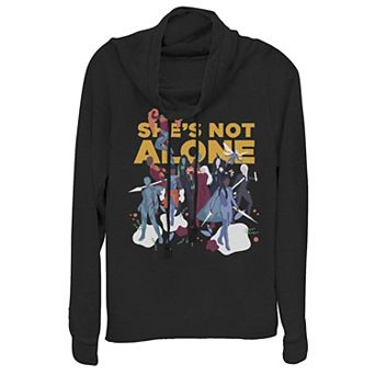 Juniors' Marvel She's Not Alone Cowlneck Graphic Lightweight Long Sleeve