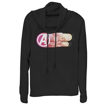 Juniors' Marvel Avengers: Endgame Team Symbols Avenger Color Fade Cowlneck Graphic Lightweight Long Sleeve