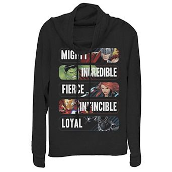 Juniors' Marvel Avengers Inspirational Group Shot Cowlneck Graphic Lightweight Long Sleeve