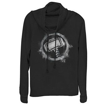 Juniors' Marvel Avengers: Endgame Thor Spray Paint Logo Cowlneck Graphic Lightweight Long Sleeve