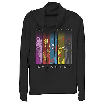Juniors' Marvel Avengers More Than A Fan Colorful Panel Silhouette Cowlneck Graphic Lightweight Long Sleeve